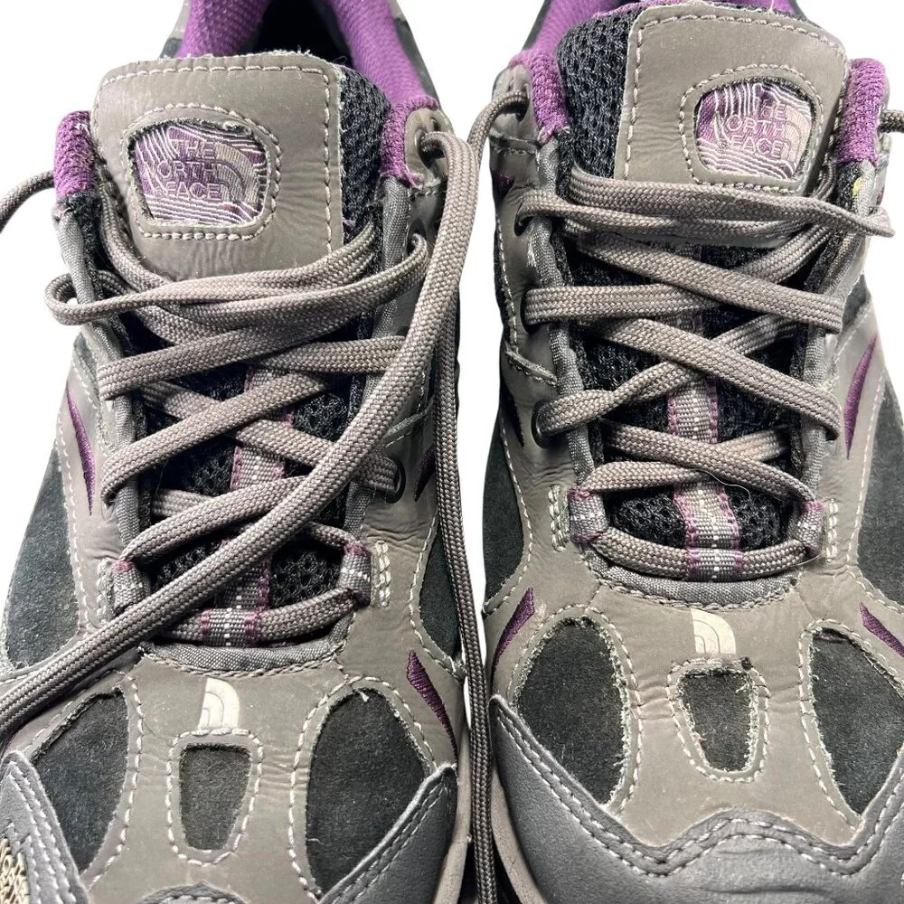 The North Face Gore-Tex Hiking Boots Shoes Gray Purple Vibram Sole Size 9 Trail - Picture 5 of 16